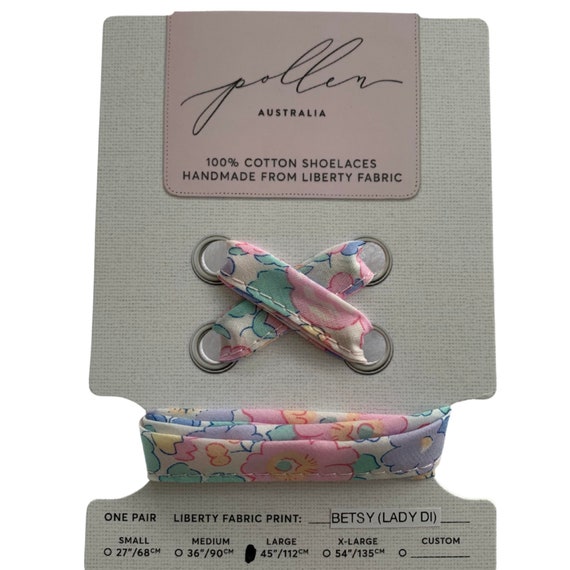 Pastel Liberty Fabric Shoelaces // adult and children's lengths  // Made with Liberty Fabric Tana Lawn // Betsy Lady Di