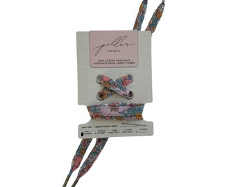 Pastel Floral Liberty Fabric Shoelaces // adult and children's lengths  // Made with Liberty Fabric Tana Lawn // Meadow Song