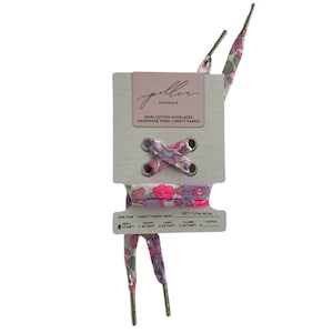 Pink Liberty Fabric Shoelaces // adult and children&#39;s lengths  // Made with Liberty Fabric Tana Lawn // Neon