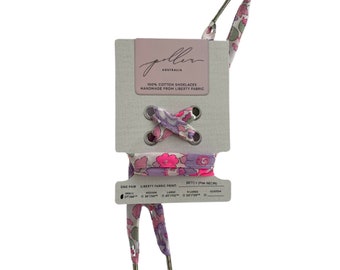 Pink Liberty Fabric Shoelaces // adult and children's lengths  // Made with Liberty Fabric Tana Lawn // Neon