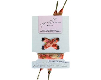 Tangerine Floral Liberty Fabric Shoelaces // adult and children's lengths  // Made with Liberty Fabric Tana Hooligan's Betsy A