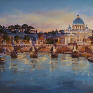 Evening in Rome, an oil painting of Rome, Italy
