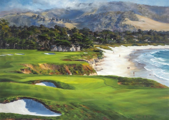 Pebble Beach Golf Links Oil Painting, Carmel Beach Art - Etsy