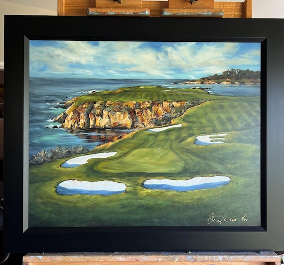 Pebble Beach Golf Links Art, Hole 8, Giclee Print on Watercolor