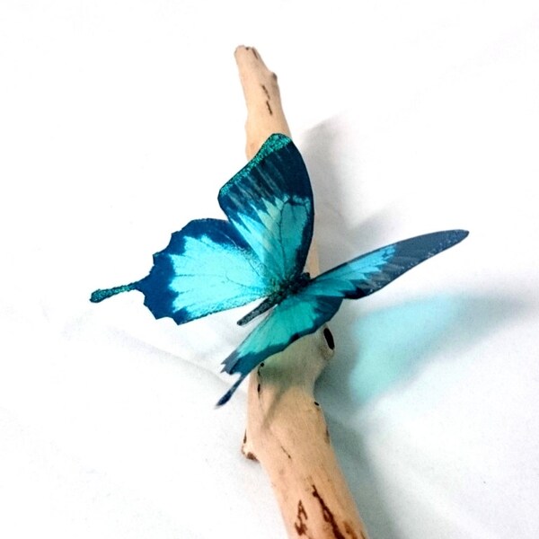 Azul ulysses mariposa calcomanía, ventana suncatcher, decoración de la habitación de las niñas, mural de pared, receptor de luz, regalo para ella, cuarto de vivero, pegatina de insectos,