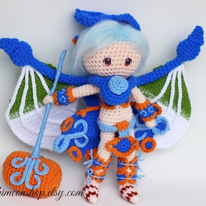 Meru Legend of Dragoon postać ze skrzydłami Chibi Pluszowa zabawka Amigurumi Lalka Ręcznie robione miękkie prezenty dla dzieci Szydełkowanie Dzianina inspirowana pluszową zabawką