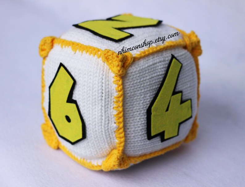 Dice Block For Game Square 1-4 or Diamond 1-10 Plushie Amigurumi Stuffed Toy Handmade Softies Gift Baby Crochet Knit Inspired Plush White Cube Yellw Num