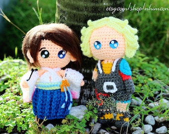 Tidus - Yuna - Final Fantasy X - FF10 - Plushie - Amigurumi - Stuffed Doll - Toy - Handmade - Softies - Gift - Crochet Knit Plush Characters