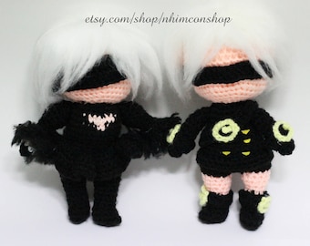 NieR Automata Gehaakte knuffelset 2B en 9S: handgemaakte knuffelpoppen