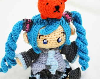 Crochet Hatsune Miku Plush: Handmade Vocaloid Chibi Doll with Capybara
