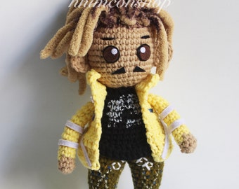 A Rapper Character Custom Order in Chibi Plushie Amigurumi Stuffed Toy Doll Handmade Softies Gift Baby Crochet Knit Inspired Plush