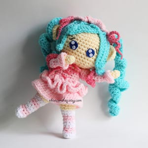 Hatsune Miku Pinky nurse vocaloid Chibi Plushie Amigurumi Stuffed Toy Doll Handmade Softies Gift Baby Crochet Knit Inspired Plush Characters