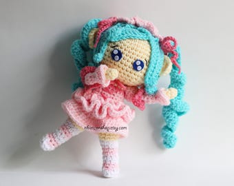 Handmade Hatsune Miku Crochet Plushie: Pink Nurse Chibi Doll