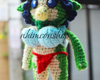 Kawataro Musume Chibi Plushie hecho a mano: Muñeca Amigurumi de mito japonés