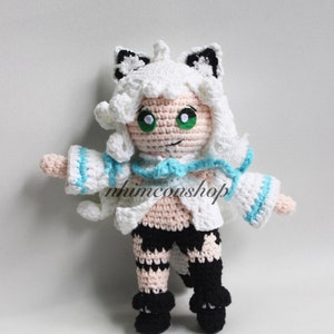 Shirakami Fubuki Anime Character Chibi Plushie Amigurumi Stuffed Toy Doll Handmade Softies Gift Baby Crochet Knit Inspired