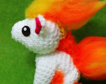 Handmade Crochet Ponyta Plushie: Sun & Moon Inspired Chibi Toy
