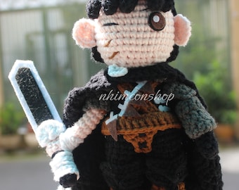 Guts Berserk Character Chibi Plushie Amigurumi Stuffed Toy Doll Handmade Softies Gift Baby Crochet Knit Inspired Plush