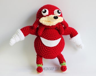 Uganda Knuckles Warrior Sonic meme Da wae Chibi Plushie Amigurumi Peluche Muñeca hecha a mano Softies Regalo Bebé Crochet Personajes de felpa