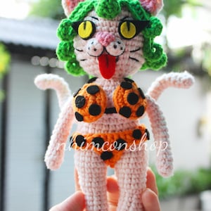 Nekotama Handmade - Crochet Yokai Cat Doll - Weird Japanese Cat Girl Plush - Cute Collectible - Nhimconshop