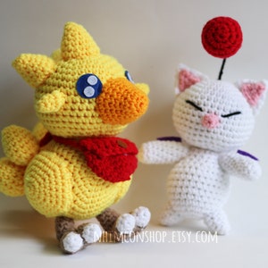 Chocobo and Moogle Kupo Final Fantasy IX FF9 Chibi Plushie Amigurumi Stuffed Toy Doll Handmade Softies Gift Baby Crochet Plush Characters Chocobo + Moogle