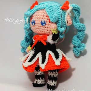 Hatsune Miku Halloween vocaloid Chibi Plushie Amigurumi Stuffed Toy Doll Handmade Softies Gift Baby Crochet Knit Inspired Plush Characters