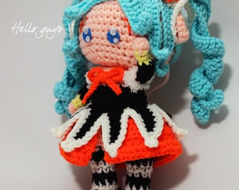 Handmade Hatsune Miku Halloween Crochet Plushie: Vocaloid Chibi Doll