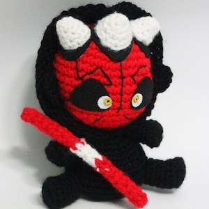 Evil Crime Lord Chibi Plushie Amigurumi Stuffed Toy Doll Handmade Softies Gift Baby Crochet Knit Inspired Plush Dark Side Characters