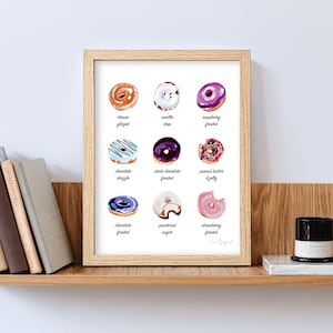 Donut Print (Nine Donuts) by Laurel Greenfield Art [Food Art, Kitchen Decor]