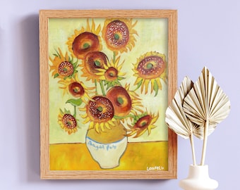 Bagel Sunflowers Print by Laurel Greenfield Art