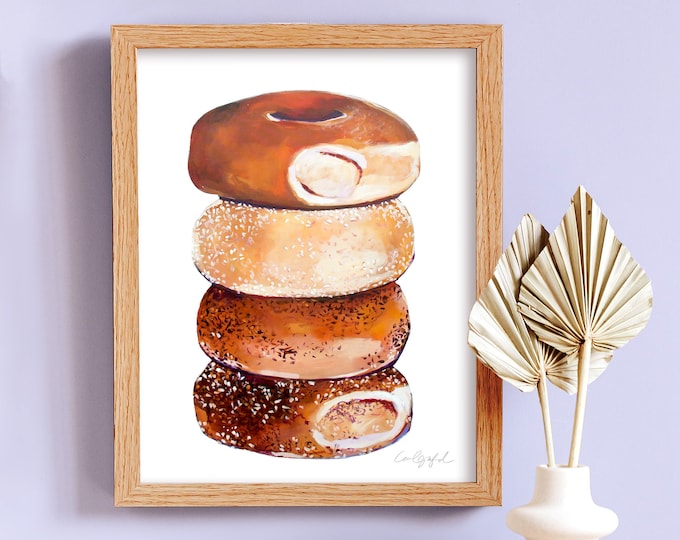 Stack of Bagels Print by Laurel Greenfield Art