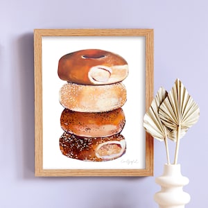 Stack of Bagels Print by Laurel Greenfield Art