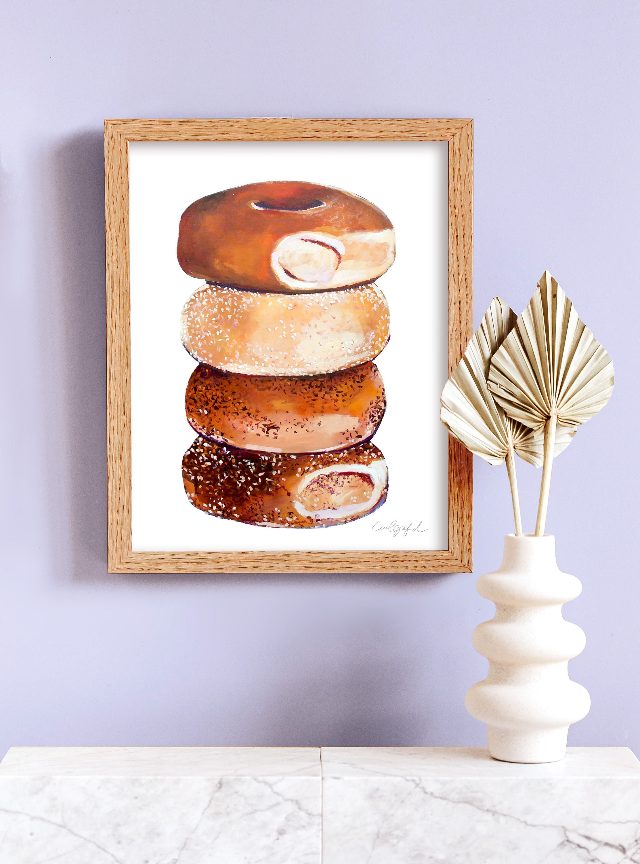 Stack of Bagels Print by Laurel Greenfield Art