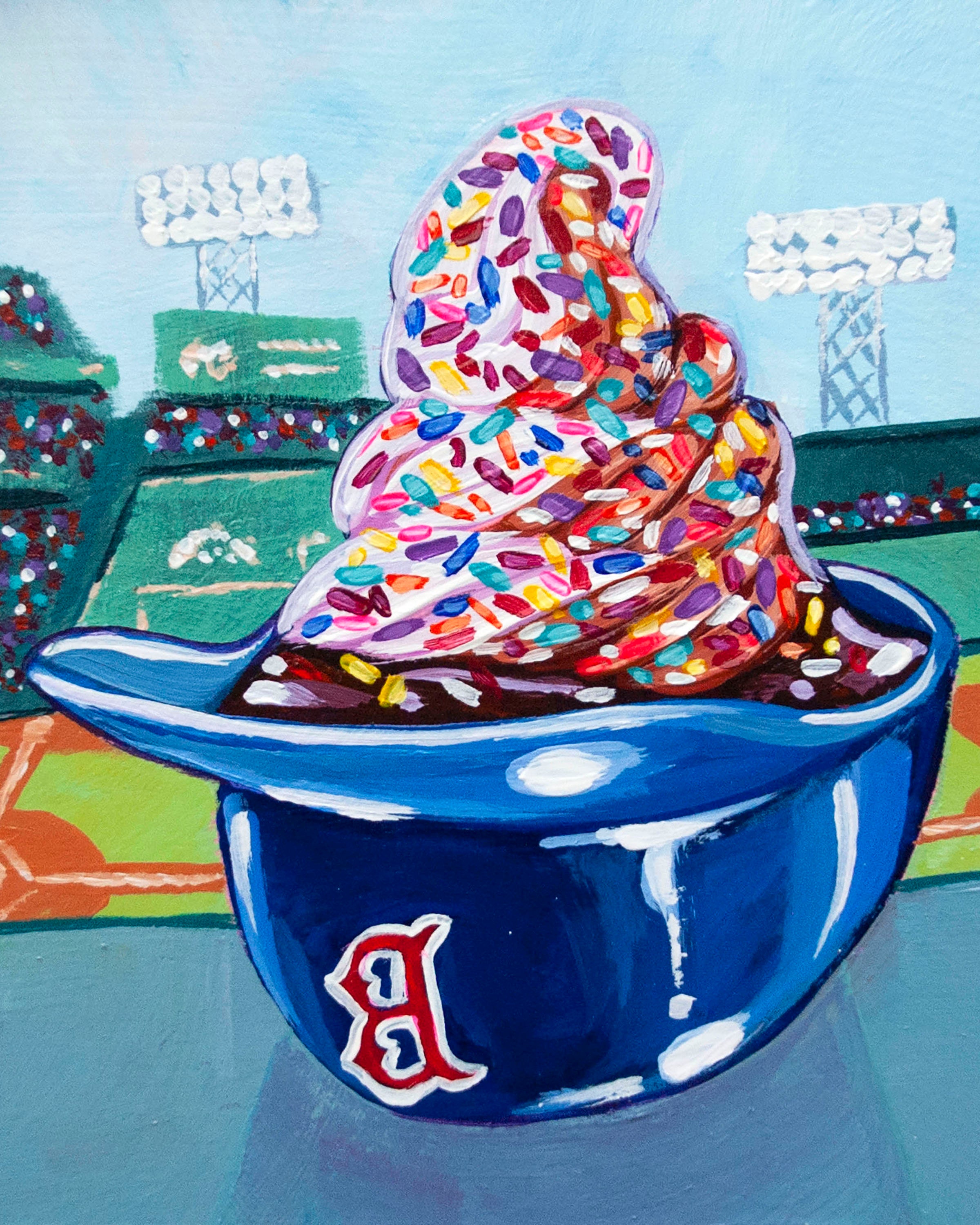 Red Sox Ice Cream Helmet Print by Laurel Greenfield Art — LAUREL