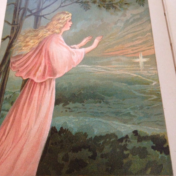 Antique Book Lithographed Buffalo New York Lead Kindly Light Christian Faith Gold Angel lcww