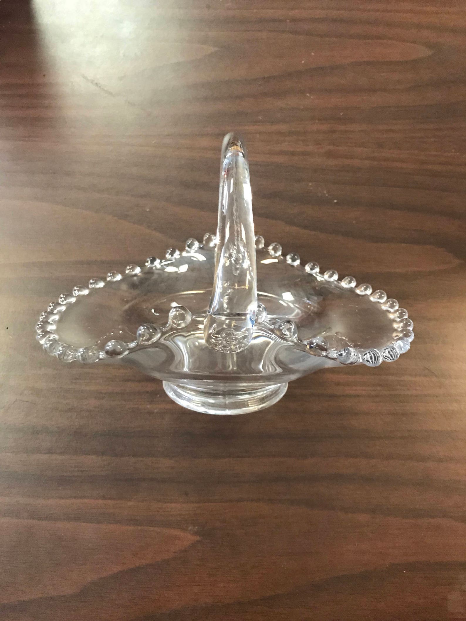 Candlewick Clear Glass Candy Condiment Dish Basket Handle Etsy