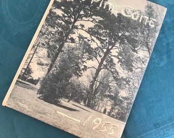 1955 Yearbook Hardcover And Summer Supplement Paperback Vintage Pinecone School Memories lcww