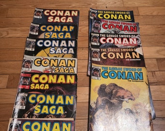 Conan Saga Comic Book Collection Black White Graphics 1990s 12 Assorted Volumns lcww