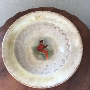 Limoges China Antique Bowl Victorian Lady Sunday Drive Turn of Century Car Horseless Carriage Very Old And Rare lcww