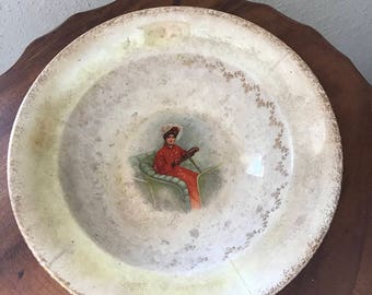 Limoges China Antique Bowl Victorian Lady Sunday Drive Turn of Century Car Horseless Carriage Very Old And Rare lcww