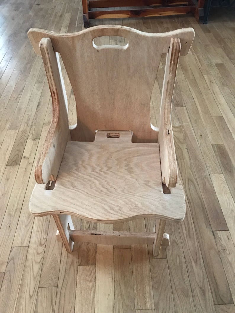 Puzzle Chair Primitive Wood Playroom Kitchen Nursery Furniture Shower Gift Space Saver Easy Assembly Unfinished Wood Original Design lcww