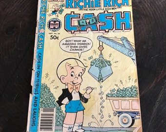 Richie Rich Cash Comic Book Harvey World Poor Little Rich Boy Copyright 1980 Casper Reggie Thrills Laughs Instant Landscapes lcww