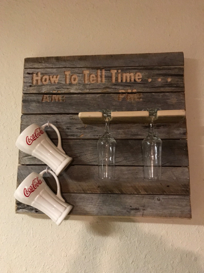 AM PM How to Tell Time Coffee Mug Cup Wine Glass Holder Sign Etsy