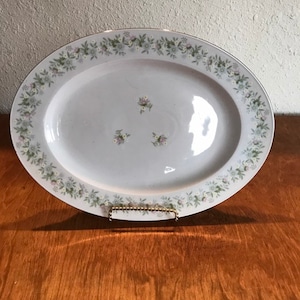 Bavaria Porzellan Servierplatte Platte Oval Weiß Silber Zierleiste Johann Haviland Muster Krone Logo lcww
