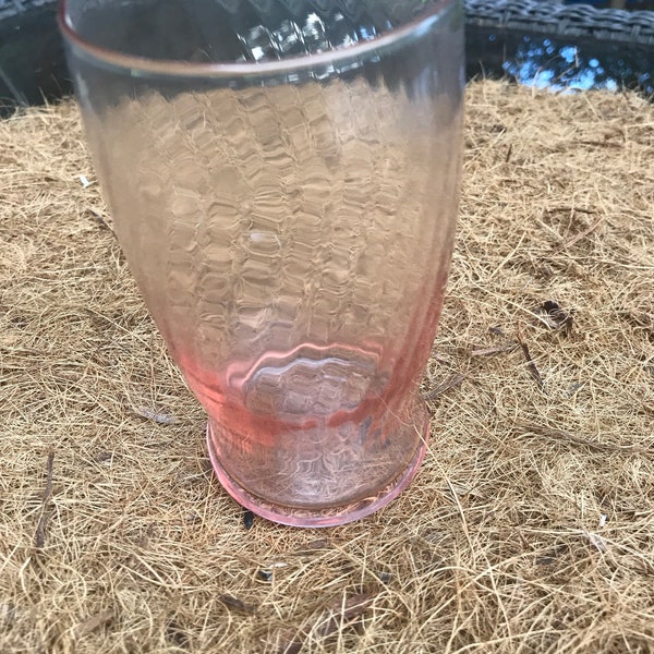 Pink Swirl Pattern Glass Rose Blush Color Water Milk Ice Tea 12 Ounce Size Depression Era Style lcww