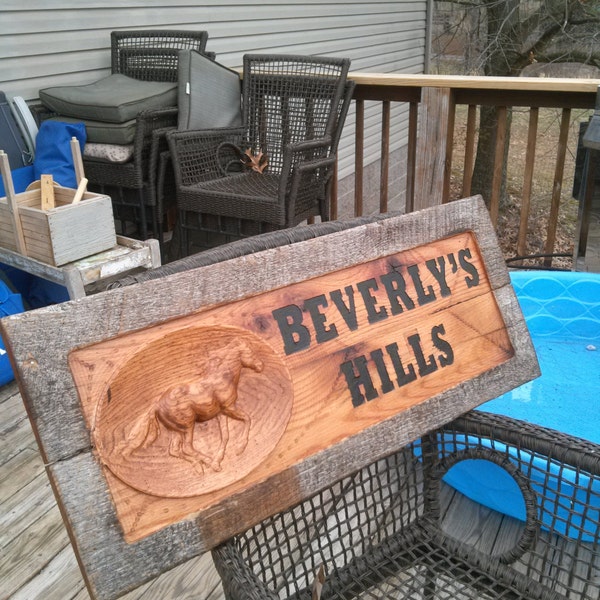 SPECIAL  ORDER Two Stable Barnwood Signs Personalized With Name and Picture Custom Made lcww