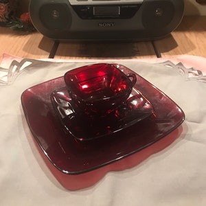 Ruby Red Dessert Plate Matching Cup Saucer Set Square Shaped Beautiful Combination For Valentines Day Table lcww