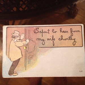 Old Postcard Number 142 Antique One Cent Stamp 1900s Vintage Handwriting Turn Of Century Humor lcww