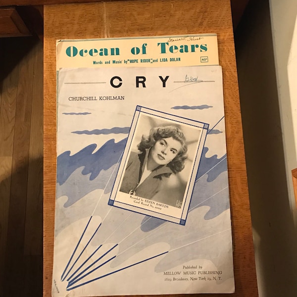 Sheet Music Tennessee Ernie Ocean of Tears Hope Rider Lida Dolan Peer Eileen Barton Cry Churchill Kohlman All Time Vintage Hits lcww