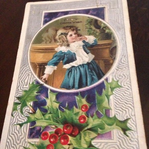 Ephemera Oude ansichtkaart antiek uit Trigg Furnace Kerstmis 1908 Victoriaans kind lcww