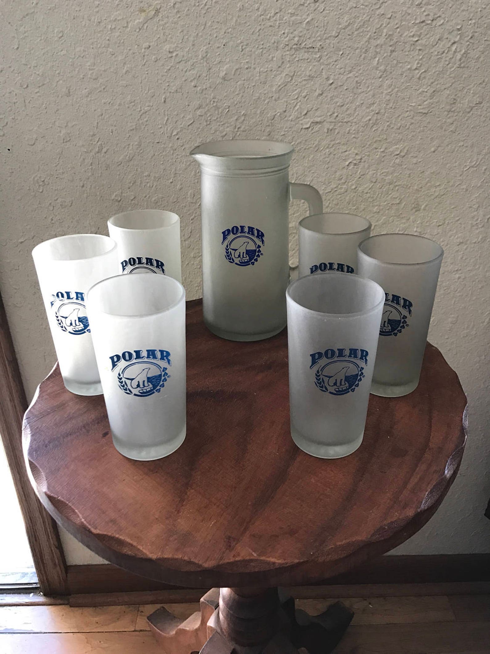Polar Beer Pitcher Glass Set Frosted Seven Piece Venezuelan Etsy